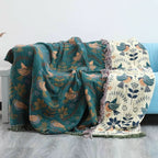 Throw Blanket Reversible 100% Cotton Four-Layer