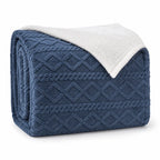 Throw Blanket Reversible Sherpa-Lined 78 x 90 In