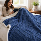 Throw Blanket Reversible Sherpa-Lined 78 x 90 In