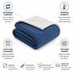 Throw Blanket Reversible Sherpa-Lined 78 x 90 In