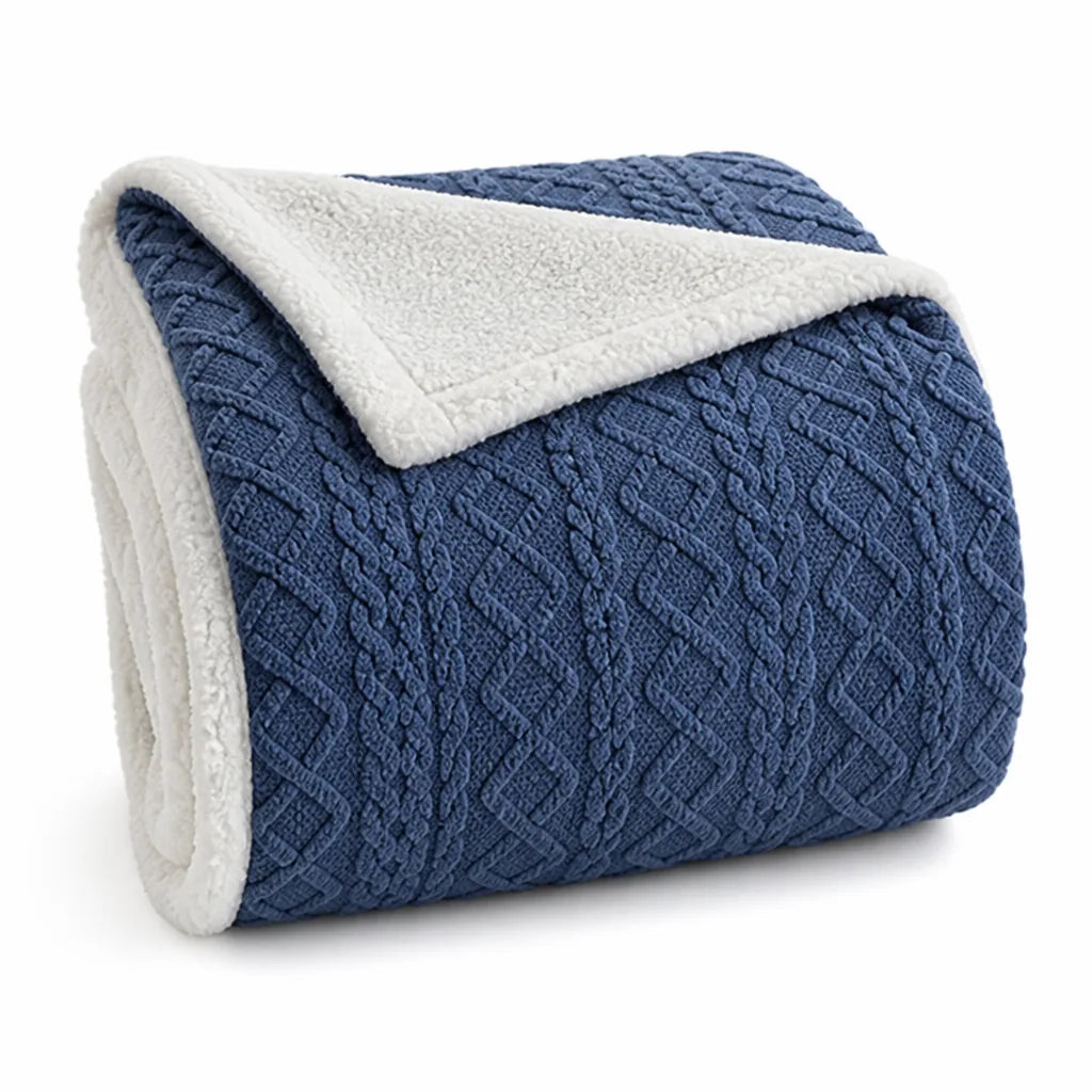 Throw Blanket Reversible Sherpa-Lined 78 x 90 In