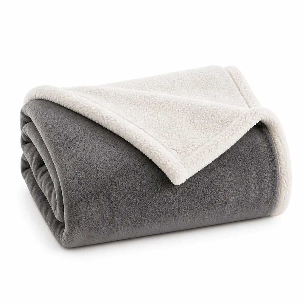 Throw Blanket Sherpa Double-Layer Machine-Washable
