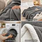 Throw Blanket Sherpa Double-Layer Machine-Washable