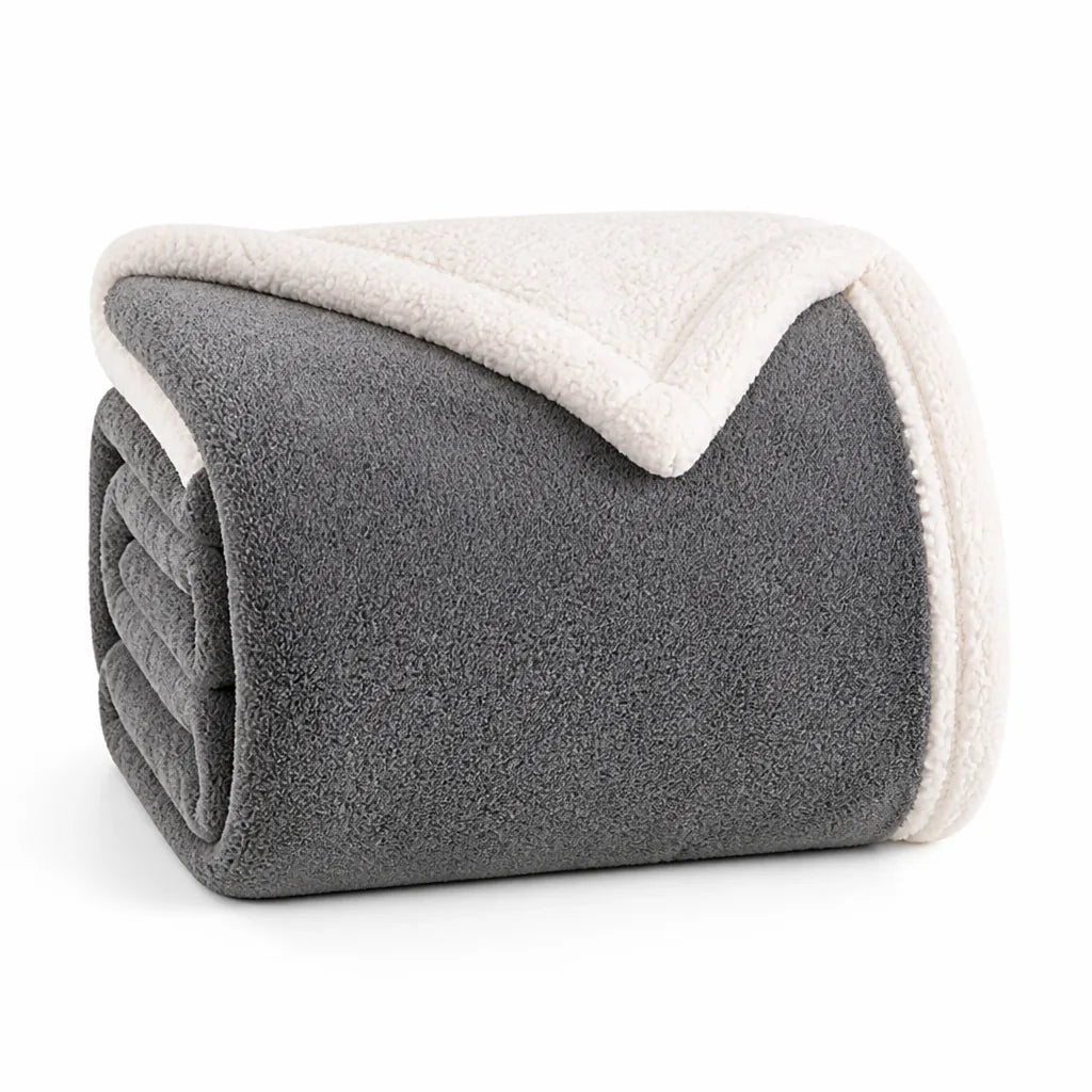 Throw Blanket Sherpa Double-Layer Machine-Washable