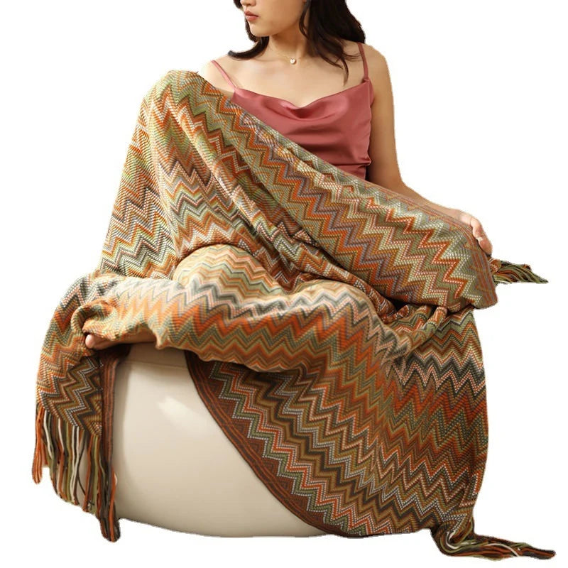 Throw Blanket Soft Zigzag Pattern Machine Washable