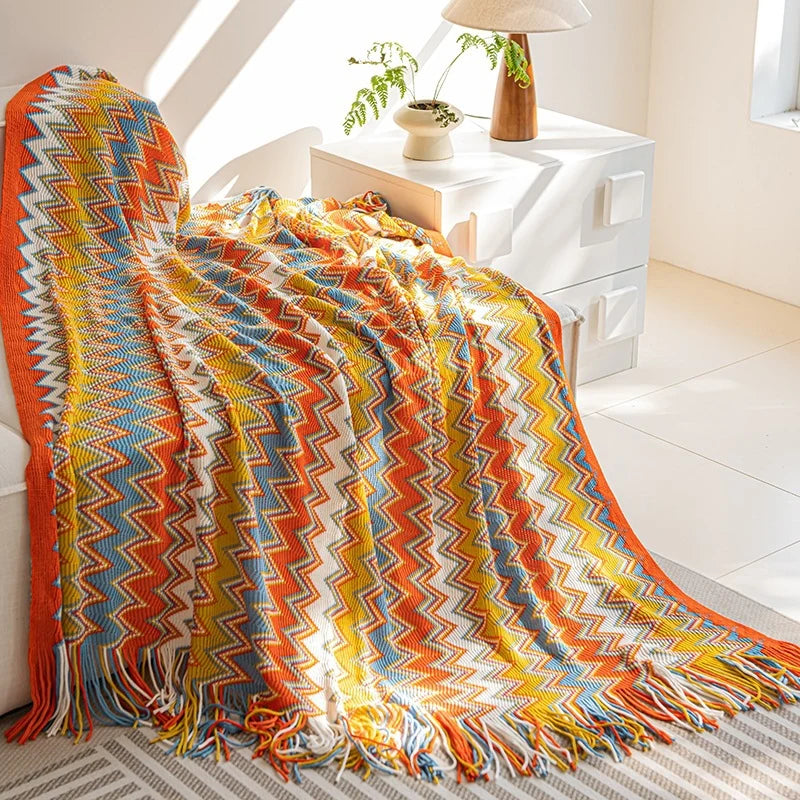Throw Blanket Soft Zigzag Pattern Machine Washable