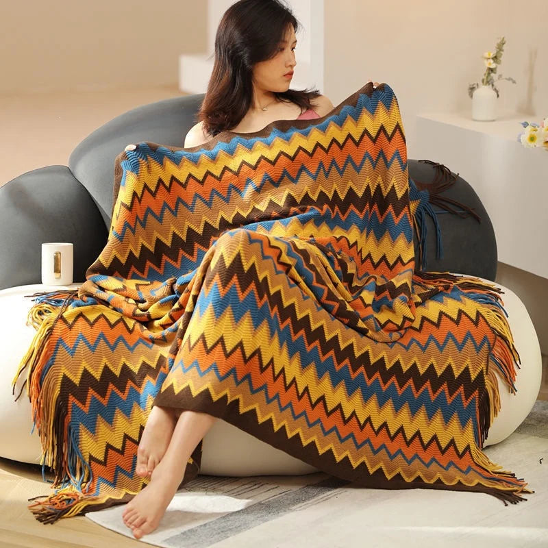Throw Blanket Soft Zigzag Pattern Machine Washable