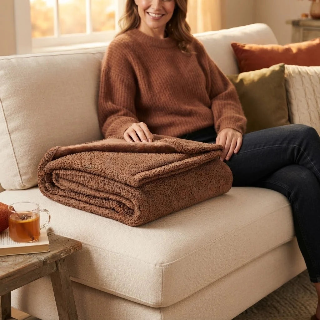 Throw Blanket Waterproof Fleece Flannel Backing Machine Washable