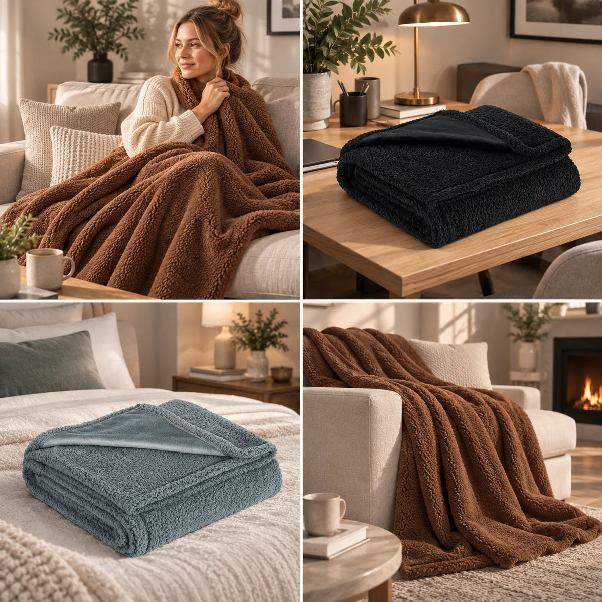 Throw Blanket Waterproof Fleece Flannel Backing Machine Washable