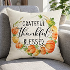 Throw Pillow Cover Autumn Pumpkin Cotton Machine Washable