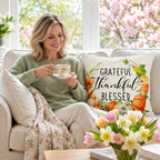 Throw Pillow Cover Autumn Pumpkin Cotton Machine Washable