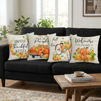 Throw Pillow Cover Autumn Pumpkin Cotton Machine Washable