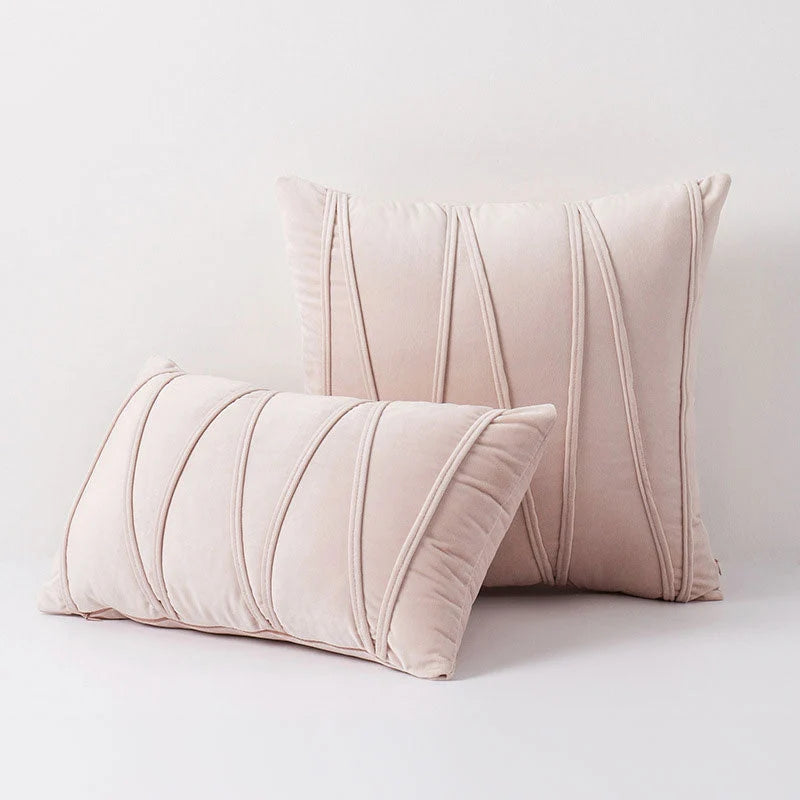Throw Pillow Geometric Pleated Velour Removable Washable Cover