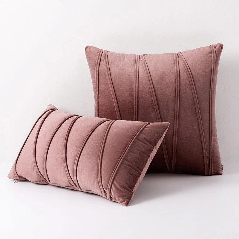 Throw Pillow Geometric Pleated Velour Removable Washable Cover