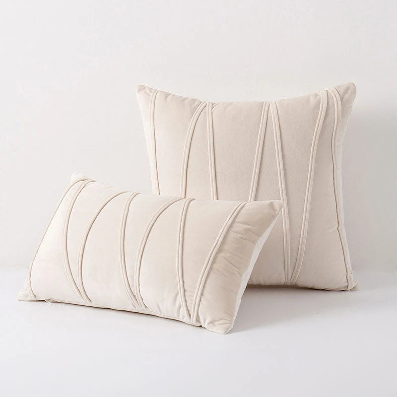 Throw Pillow Geometric Pleated Velour Removable Washable Cover