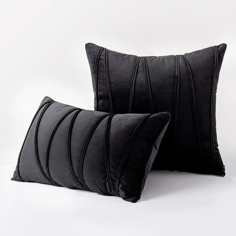 Throw Pillow Geometric Pleated Velour Removable Washable Cover