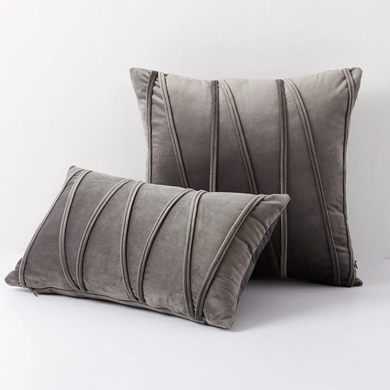 Throw Pillow Geometric Pleated Velour Removable Washable Cover