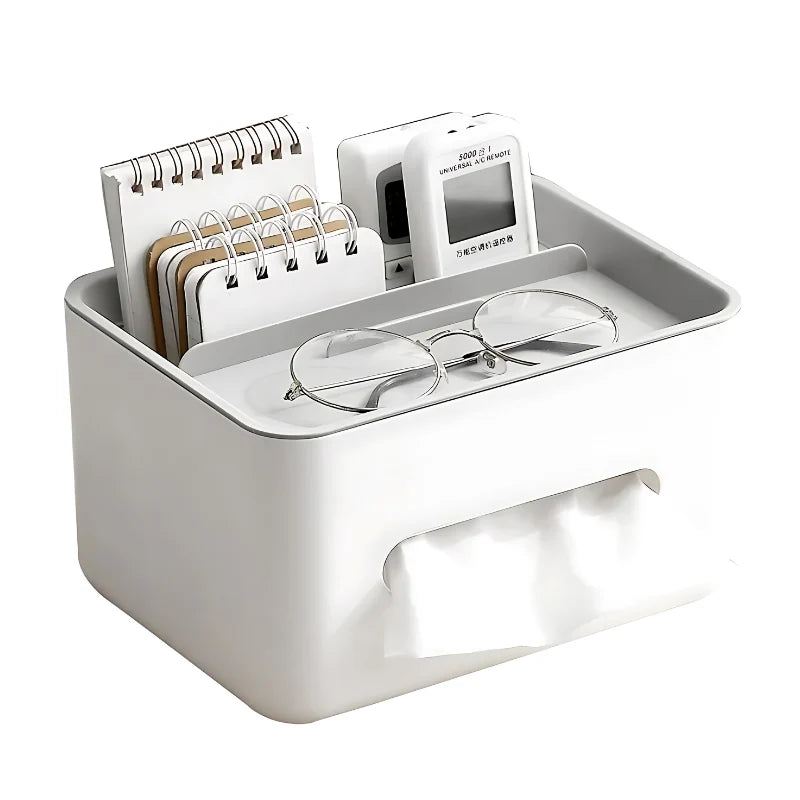 Tissue And Accessory Organizer Multiple Compartments Non-Slip Base