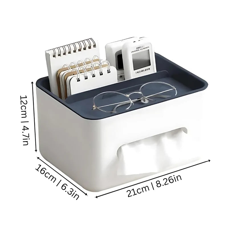 Tissue And Accessory Organizer Multiple Compartments Non-Slip Base