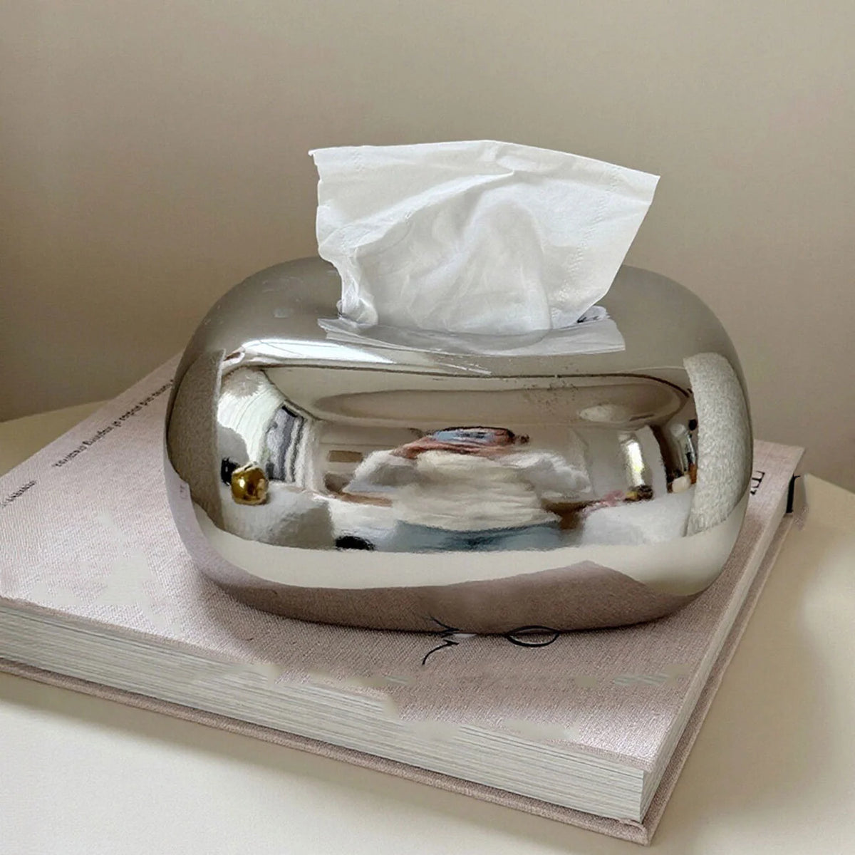 Tissue Box Holder Abstract Design Glossy Finish Fits Standard Boxes