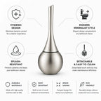 Toilet Brush & Holder Hygienic Splash-Resistant Stainless Steel