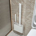 Toilet Brush Set Flat Silicone Head Ventilated Holder