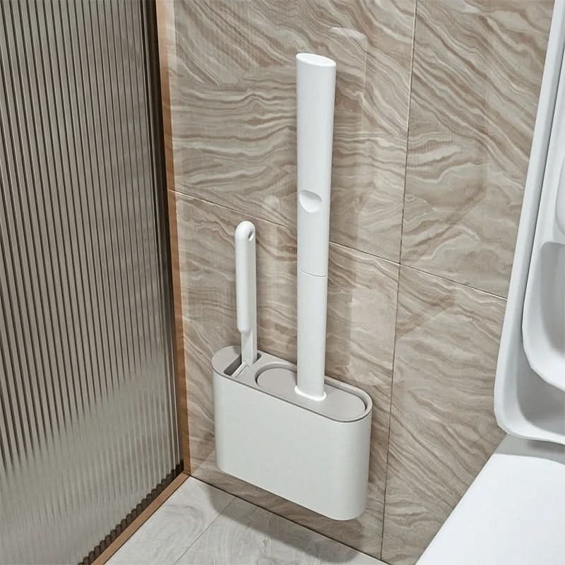 Toilet Brush Set Flat Silicone Head Ventilated Holder