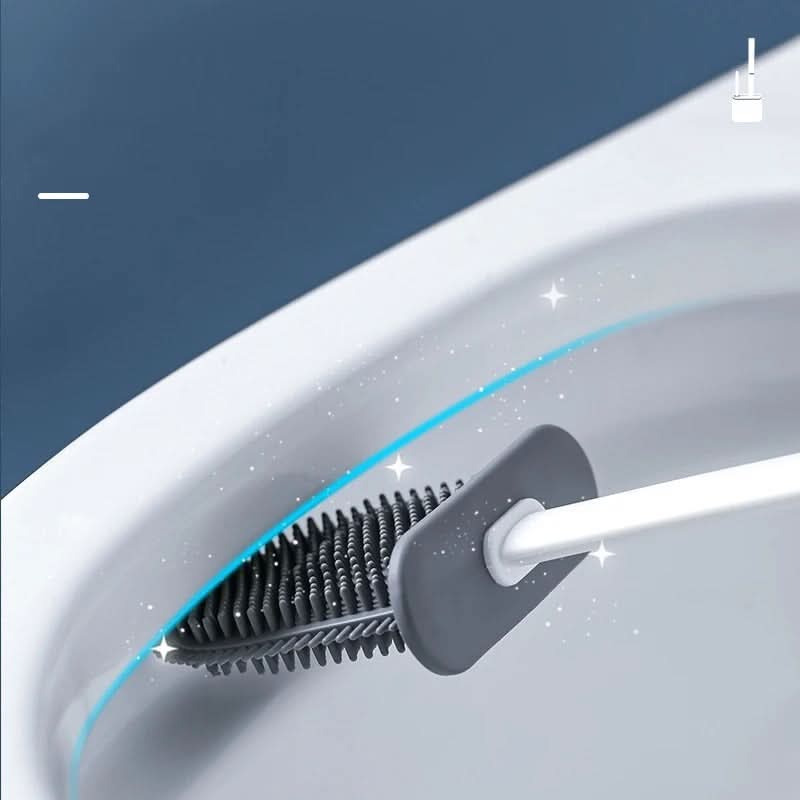Toilet Brush Set Flat Silicone Head Ventilated Holder