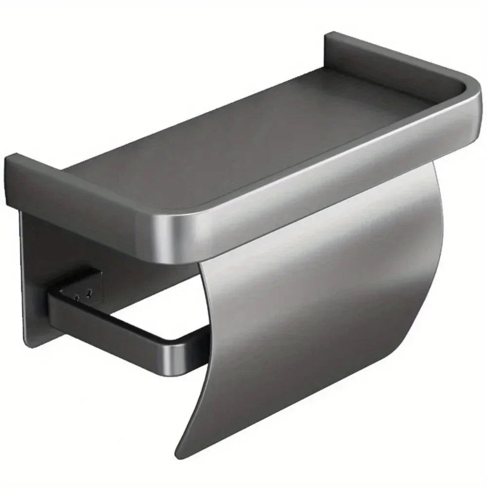 Toilet Paper Holder Curved Protective Cover Shelf Adhesive Mount