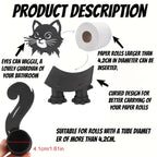 Toilet Paper Holder Freestanding Cat Silhouette Black Metal