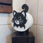 Toilet Paper Holder Freestanding Cat Silhouette Black Metal