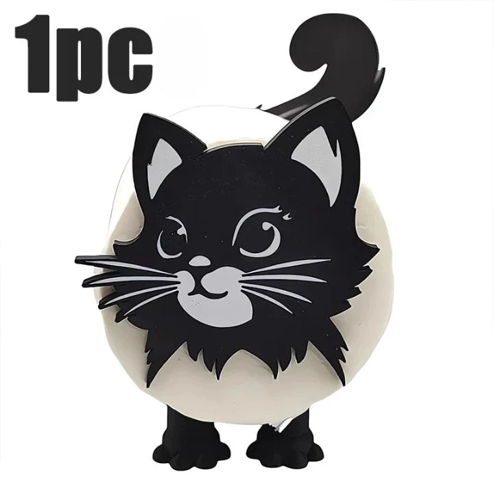 Toilet Paper Holder Freestanding Cat Silhouette Black Metal
