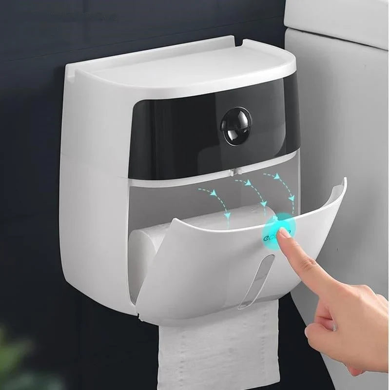 Toilet Paper Holder Wall-Mounted Waterproof Towel Storage