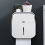 Toilet Paper Holder with Storage Drawer, Phone Shelf & No-Drill Adhesive Mount