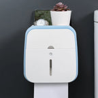 Toilet Paper Holder with Storage Drawer, Phone Shelf & No-Drill Adhesive Mount