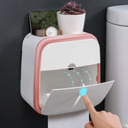Toilet Paper Holder with Storage Drawer, Phone Shelf & No-Drill Adhesive Mount