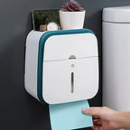 Toilet Paper Holder with Storage Drawer, Phone Shelf & No-Drill Adhesive Mount