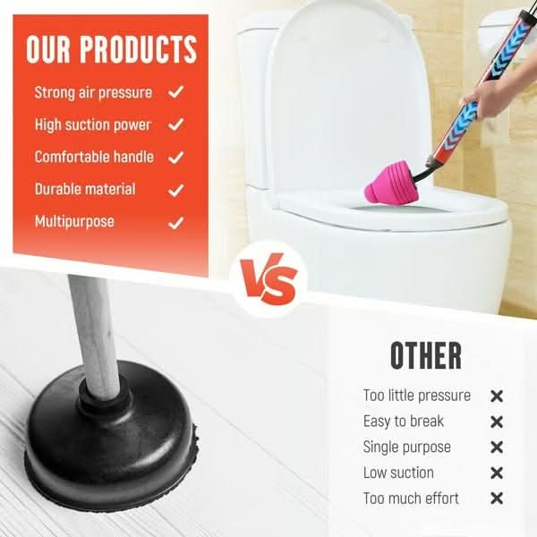 Toilet Plunger Compressed Air Interchangeable Attachments