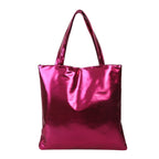 Tote Bag Glossy Metallic Spacious Interior Sturdy Handles