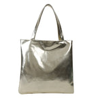 Tote Bag Glossy Metallic Spacious Interior Sturdy Handles