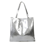 Tote Bag Glossy Metallic Spacious Interior Sturdy Handles