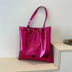 Tote Bag Glossy Metallic Spacious Interior Sturdy Handles