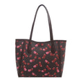 Tote Bag Synthetic Leather Cherry Print Spacious Interior