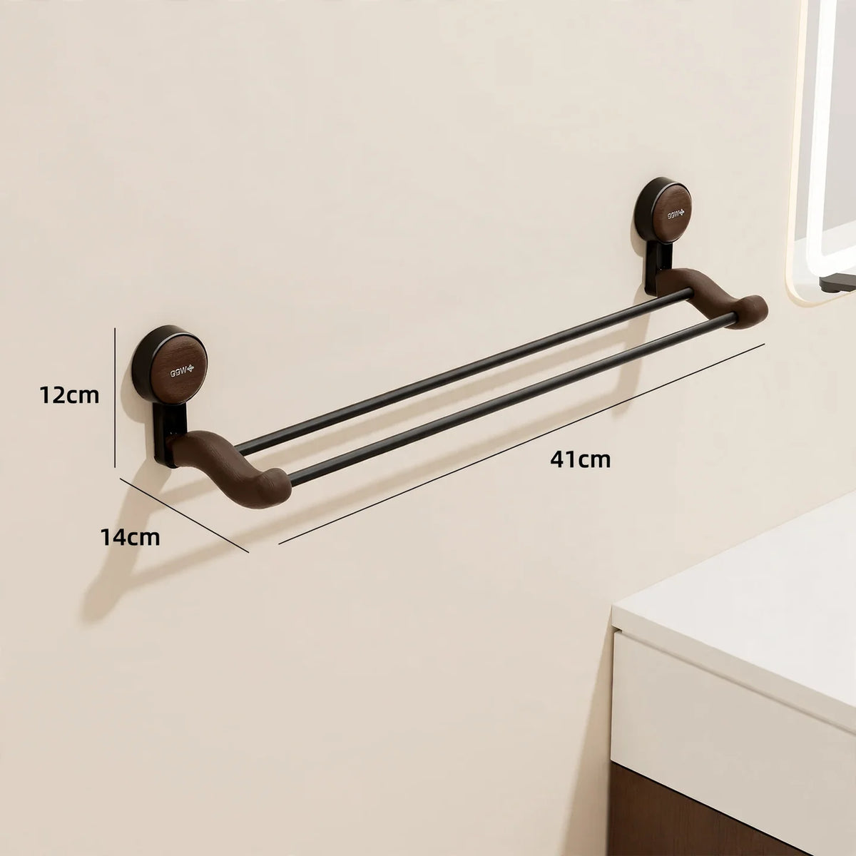 Towel Holder Double-Layer Suction Mount No-Drill Installation