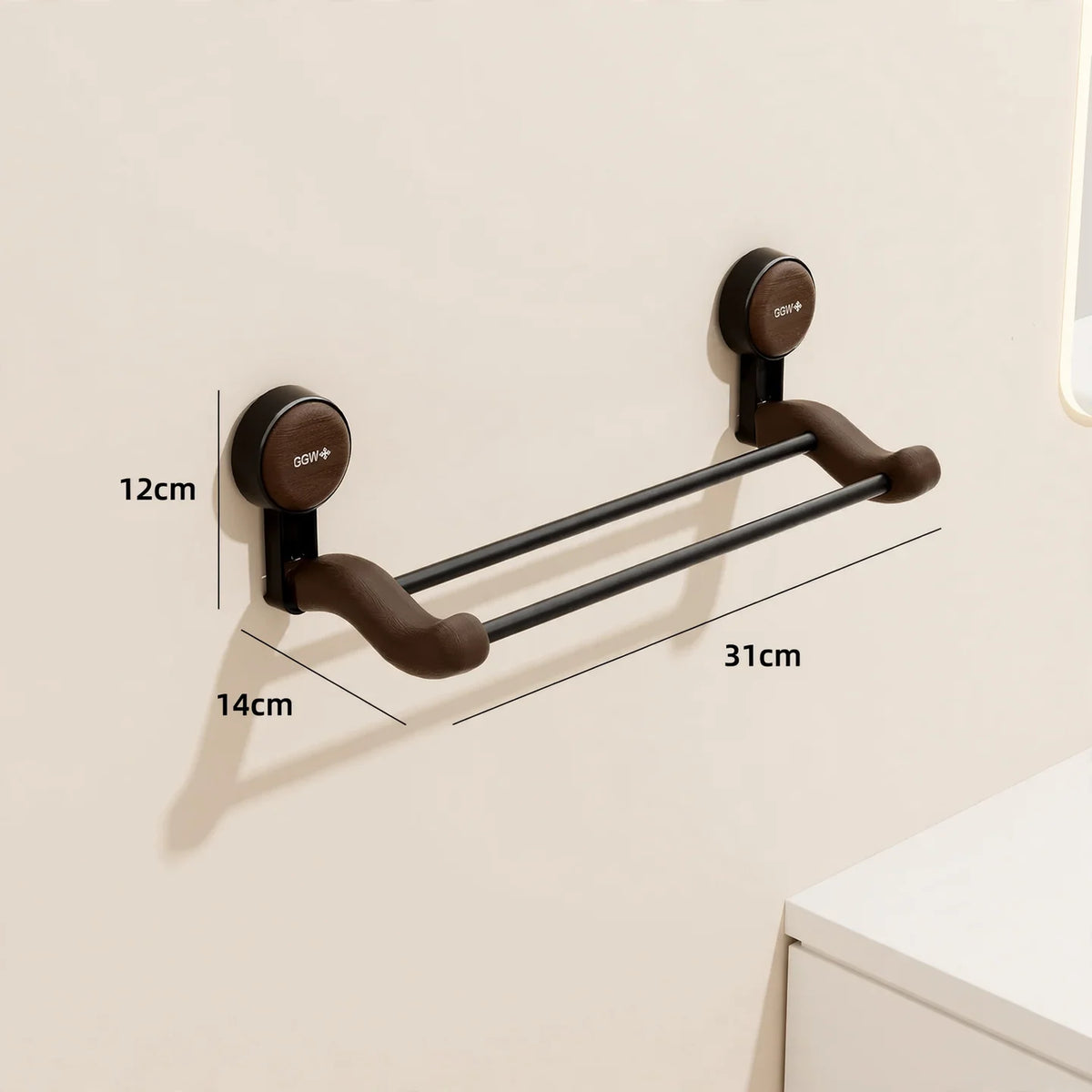 Towel Holder Double-Layer Suction Mount No-Drill Installation