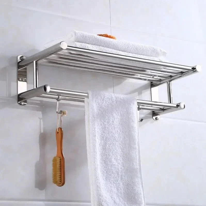 Towel Rack Wall-Mounted Stainless Steel Shelf