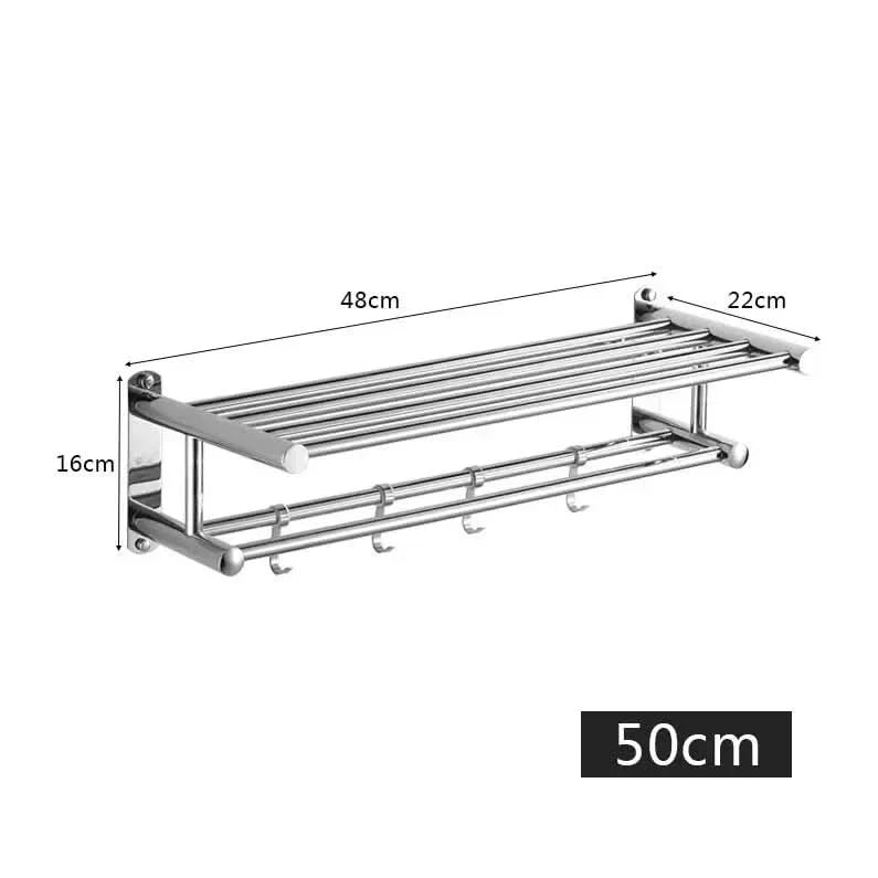 Towel Rack Wall-Mounted Stainless Steel Shelf