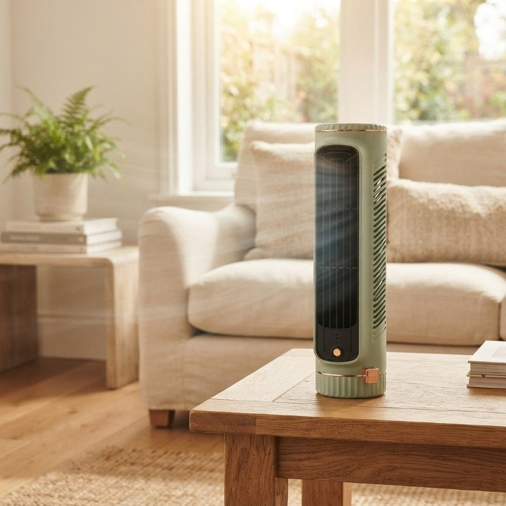 Tower Fan Bladeless 360° Circulation USB Rechargeable