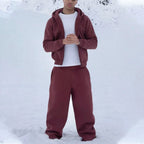 Tracksuit Set Oversized Cotton Blend Fleece-Lined