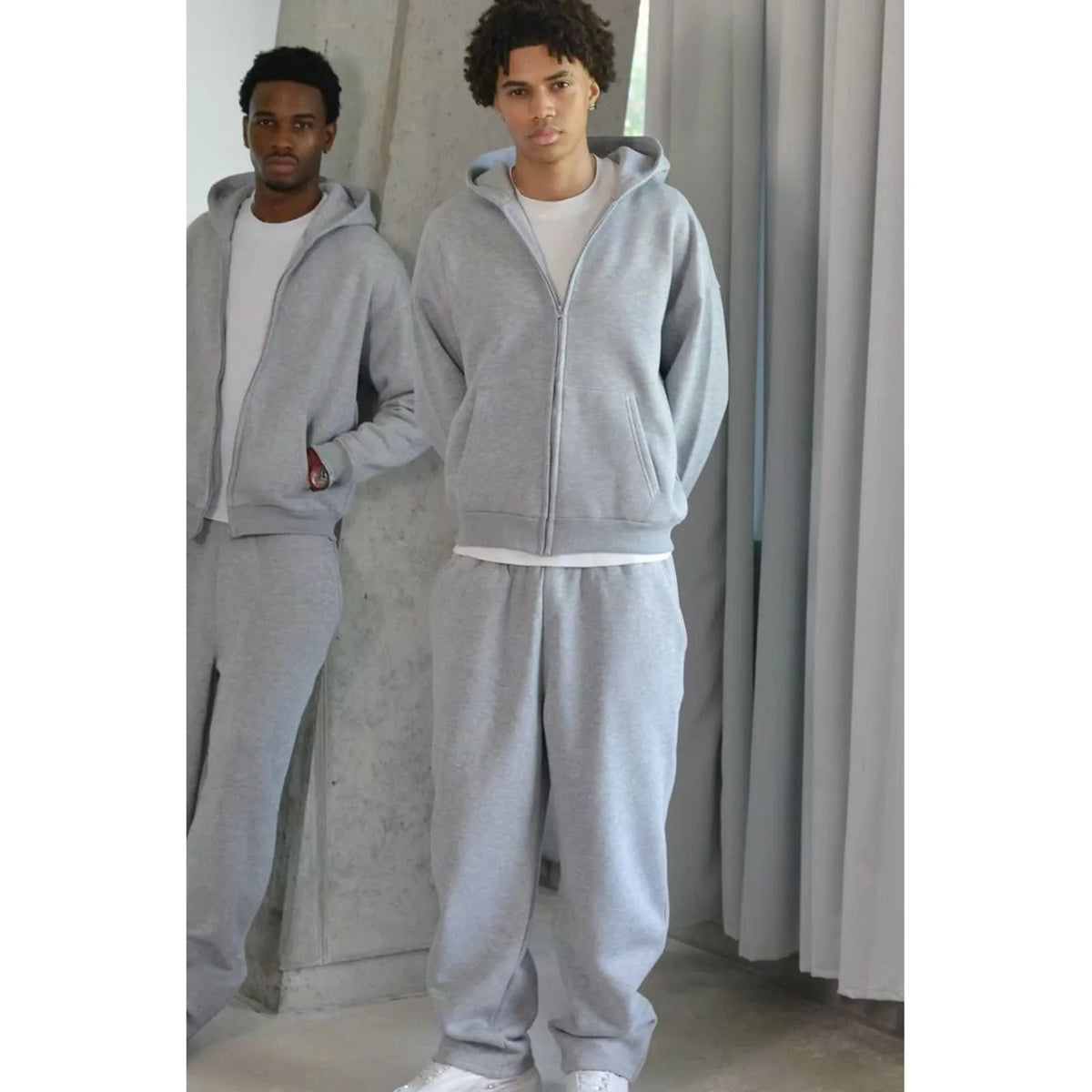 Tracksuit Set Oversized Cotton Blend Fleece-Lined